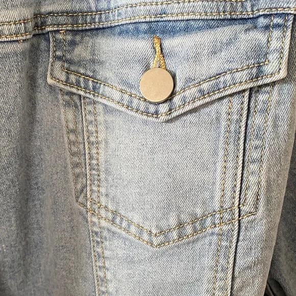 Avenue Light Blue Denim Jean Jacket - Picture 3 of 9